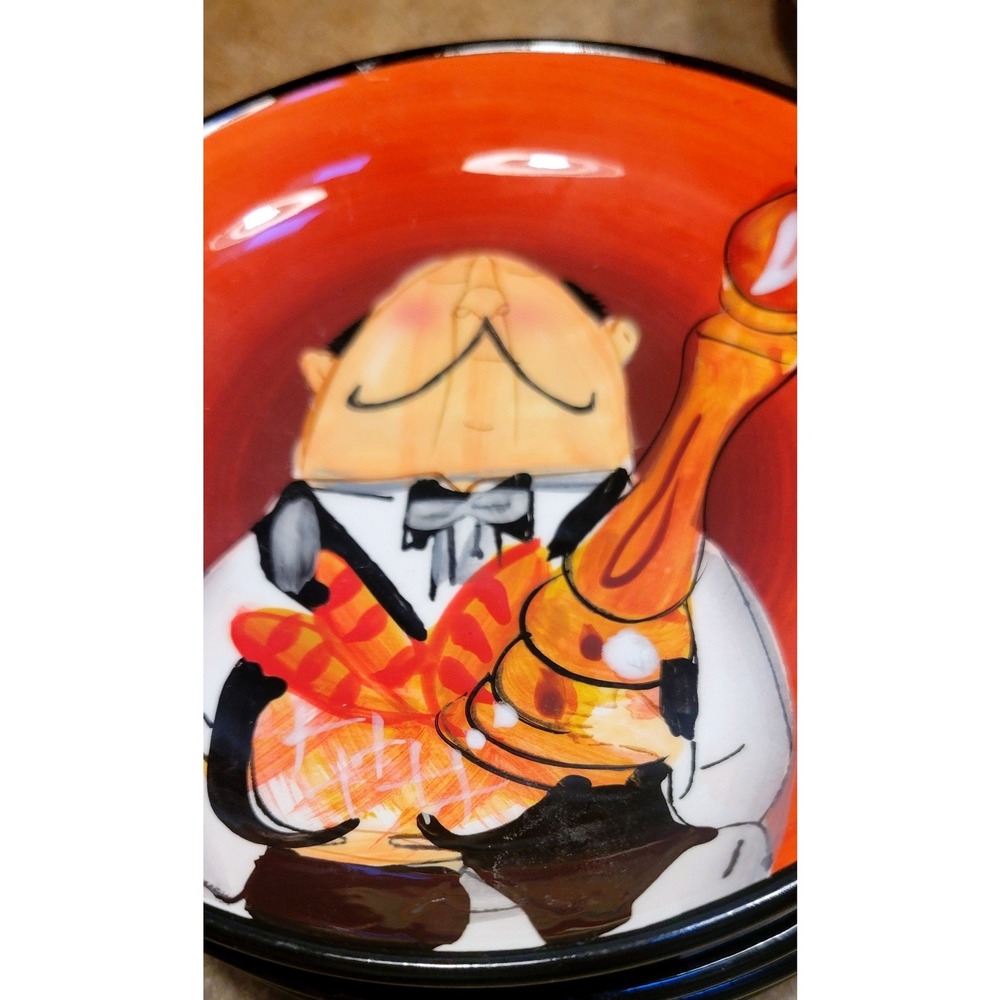 Set 4 Certified International Tracy Flickinger Individual Dip Dish Orange Black - Picture 3 of 5